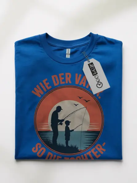 royal blue flatlay Shirt Folded – Wie der Vater So die Tochter Tee – Vintage Style