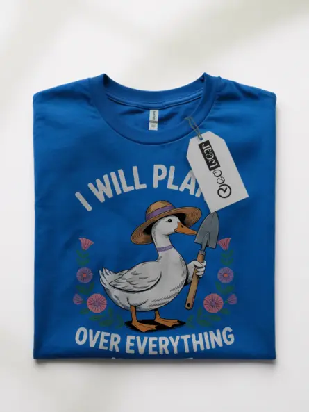 Whimsical Duck Gardening T-Shirt – Cottagecore Floral Plant Humor Tee - Image 10