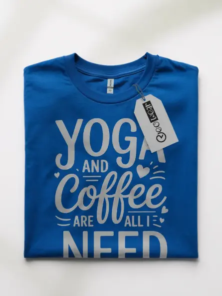 Royal Blue Shirt Yoga and Coffee Are All I Need T-Shirt Studio Wear Gift