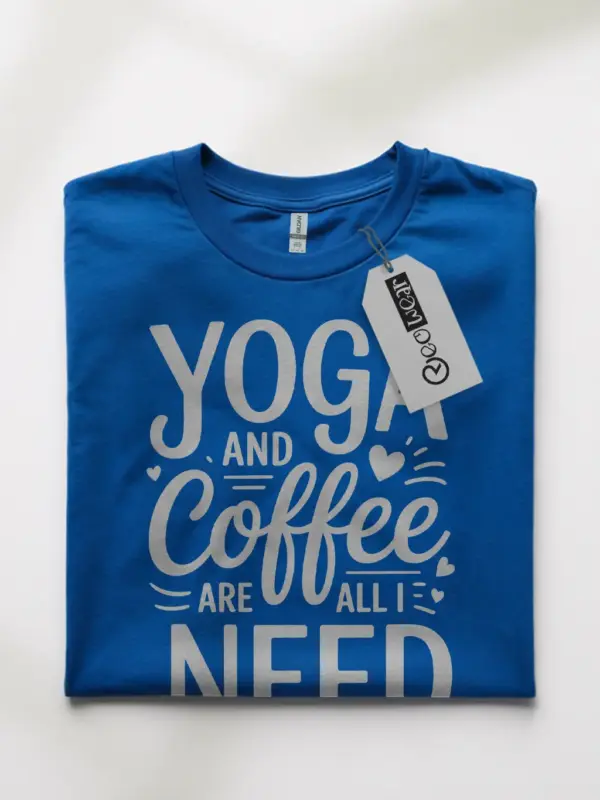 Royal Blue Shirt Yoga and Coffee Are All I Need T-Shirt Studio Wear Gift