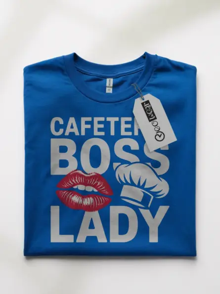 Cafeteria Boss Lady T-Shirt – Bold Lips & Chef Hat Design - Image 10