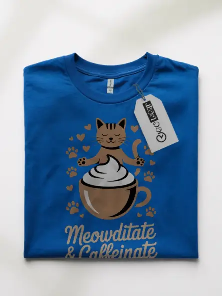 Meowditate & Caffeinate Cat Coffee Shirt – Cozy Humor Tee - Image 7