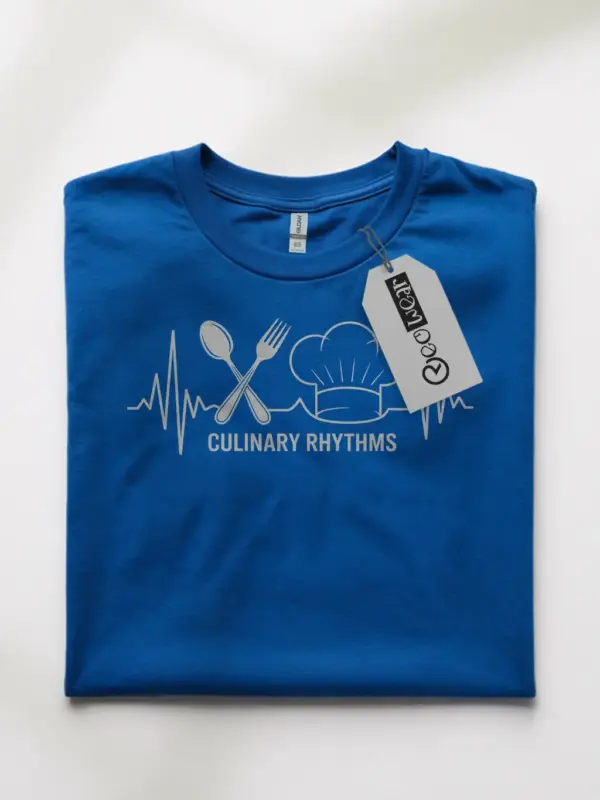 Royal Blue Kitchen Crew Uniform Tee – chef heartbeat t-shirt for kitchen staff