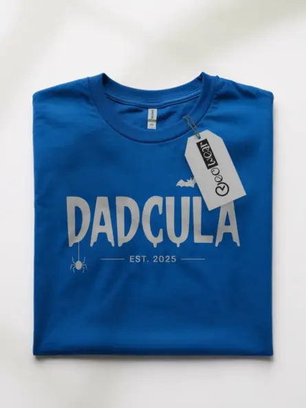 Royal blue front view minimalist dadcula halloween shirt for dads