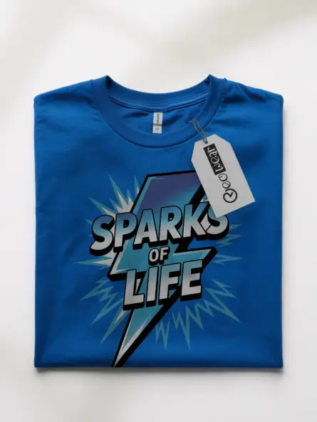 Electrician Motivational T-Shirt – Sparks of Life Blue Lightning Design - Image 10
