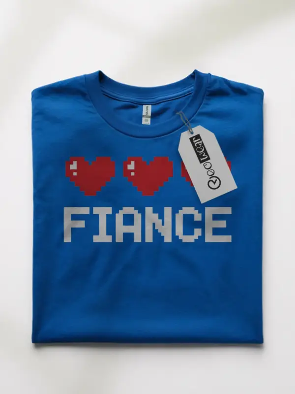 pixel heart fiance t-shirt