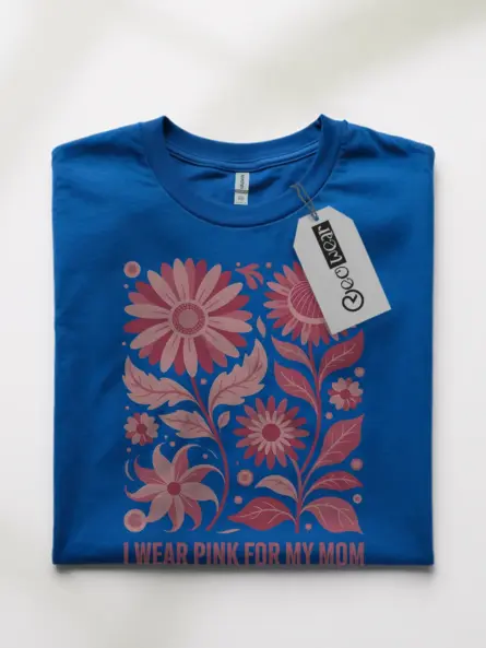 Heartfelt “I Wear Pink for My Mom” T-Shirt – Retro Floral Support Tee - Image 10