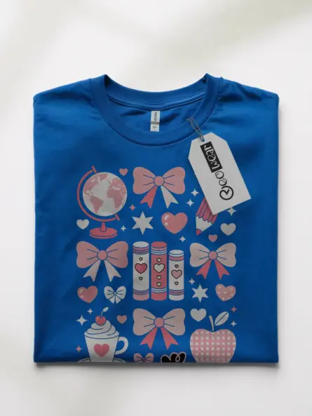 Kawaii T-Shirt – Irresistibly Cute Pink Bow & Book Grid Top - Image 10