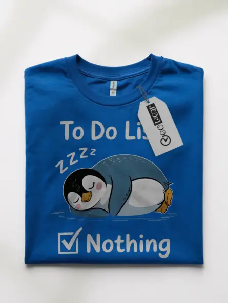 Lazy Penguin T-Shirt for Introverts – “To Do List: Nothing” Funny Cartoon Shirt - Image 10