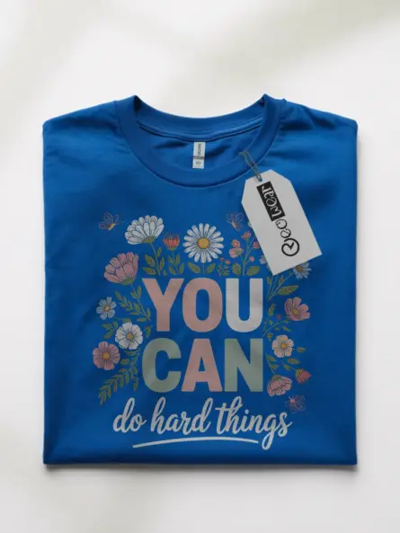 Motivational T-Shirt – Floral Chalkboard “Do Hard Things” Tee - Image 10
