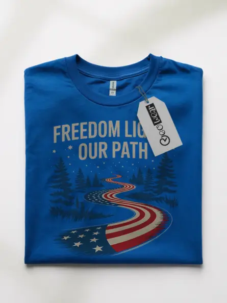 Powerful Patriotic American Flag Forest T-Shirt – Freedom Lights Our Path - Image 10