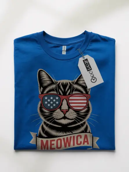 Bold Patriotic Cat Shirt – Meowica Graphic Tee for July 4th - Image 10