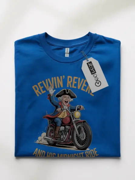 Bold Patriotic Motorcycle T-Shirt – Funny Revere Ride Graphic - Image 10