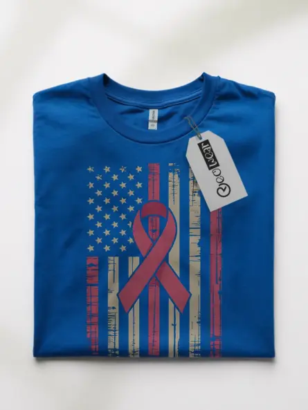 Royal Blue – Patriotic veteran breast cancer awareness tee Royal Blue
