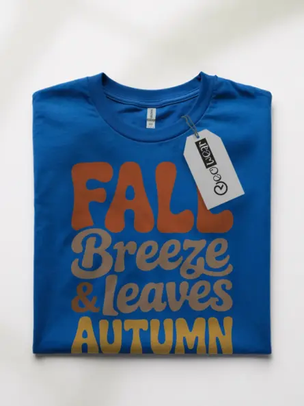 Retro Fall Tee– Vintage Autumn Leaves & Breeze Typography Tee - Image 10