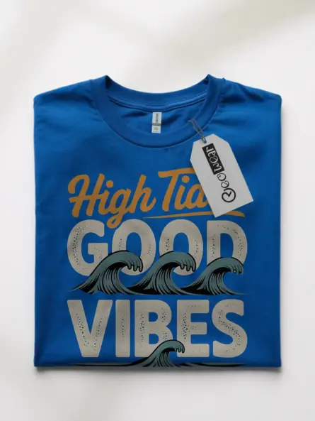 Retro Surf Beach T-Shirt High Tides Good Vibes - Image 10