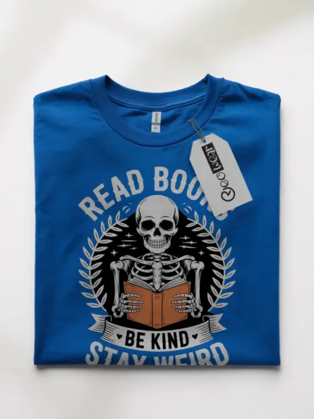 Skeleton Reading T-Shirt – Stay Weird, Read Books, Be Kind Tee - Image 10