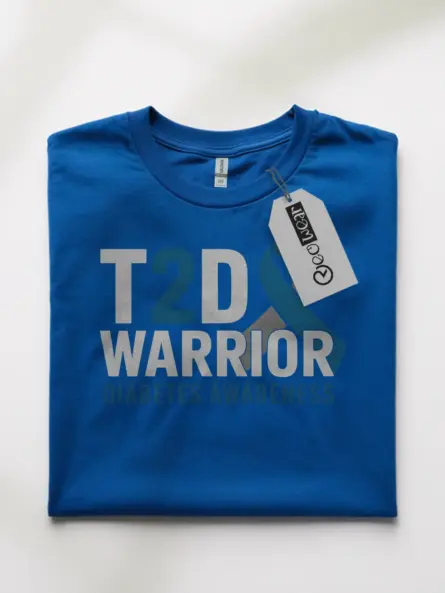 Bold T2D Warrior Diabetes Shirt – Blue Gray Awareness Ribbon Tee - Image 10