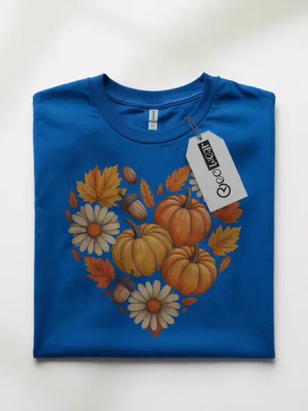 Thankful Heart Shirt – Cozy Autumn Graphic Tee with Pumpkin & Leaf Art - Image 4