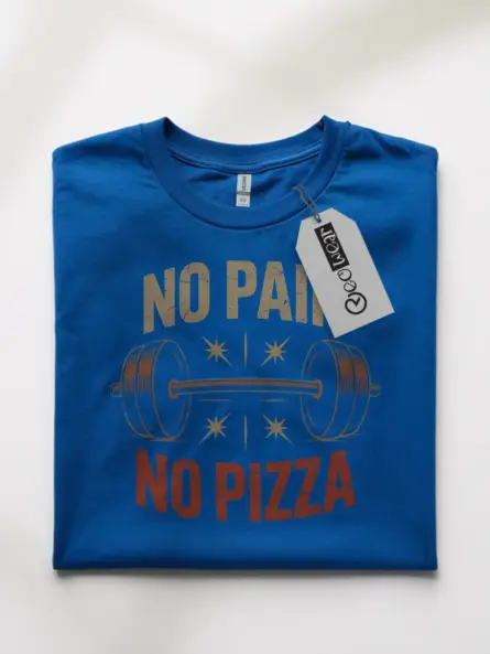 Vintage Motivational Gym T-Shirt – No Pain No Pizza Barbell Design - Image 10