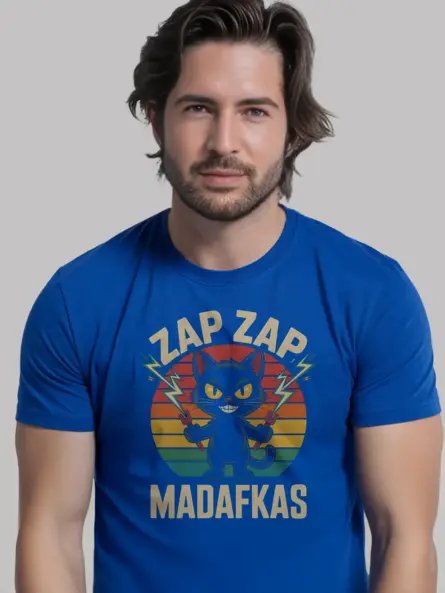 Electrician Cat T-Shirt – Funny Lightning Graphic Tee - Image 11
