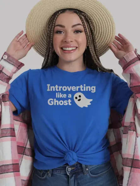 royal blue introverting like a ghost t-shirt clean ghost design