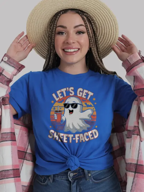 royal blue let’s get sheet faced halloween t-shirt funny halloween shirt