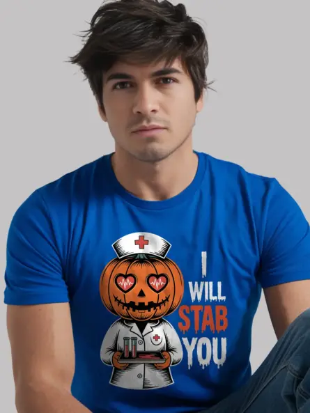 I Will Stab You Nurse Shirt – Funny Halloween Tee for Phlebotomists & Medical Staff - Image 12