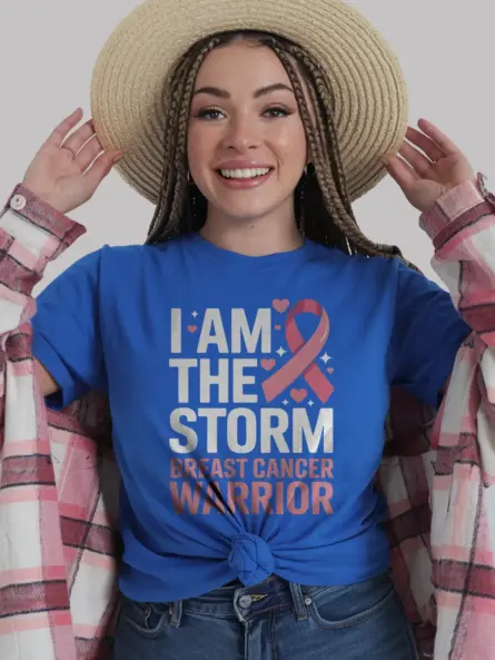 Bold Breast Cancer Warrior Shirt – I Am the Storm Statement Tee - Image 11