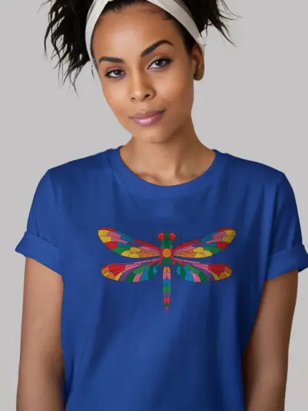 Striking Dragonfly T-Shirt with Rainbow Wings – Nature Lover Gift - Image 12