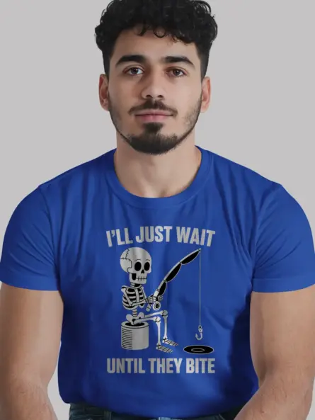 Hilarious Funny Fishing tShirt – Skeleton Meme Patience Tee - Image 12