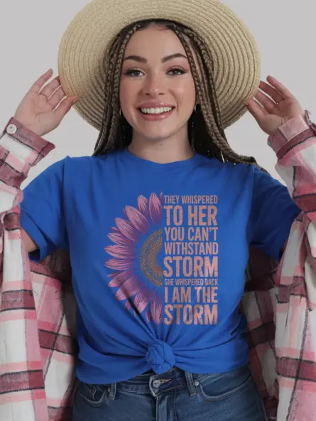 Empowerment "I Am the Storm Shirt" with Purple Sunflower Design - Image 11