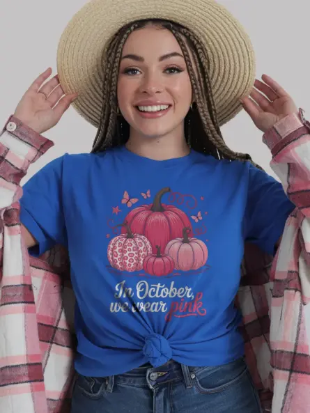 Chic In October We Wear Pink T-Shirt – Breast Cancer Awareness Top - Image 11