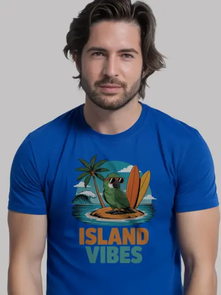 Island Vibes T-Shirt – Retro Parrot Beach Graphic Tee - Image 12