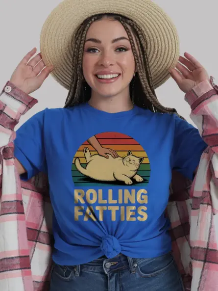 Rolling Fatties Vintage Cat Shirt – Funny Retro Tee for Pet Lovers - Image 12