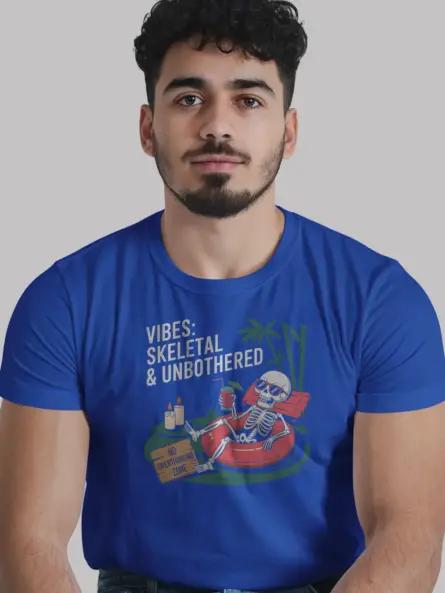 Royal Blue skeleton vibes t-shirt bamboo float design