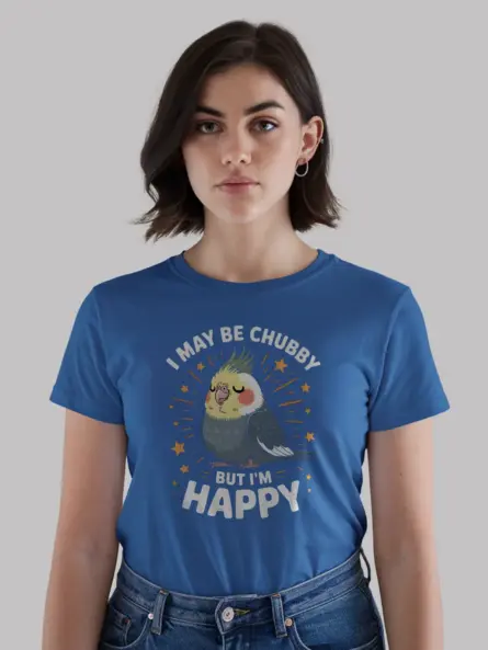 Chubby Cockatiel T-Shirt with Cute Motivational Bird Quote - Image 12