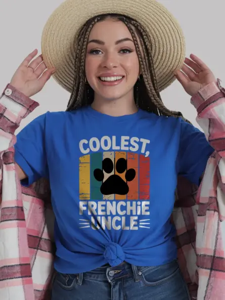 Coolest Frenchie Uncle T-Shirt – Retro Dog Gift for Him - Image 9