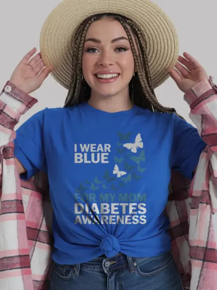 Diabetes Awareness Mom Shirt – Beautiful Blue Butterfly Support Tee - Image 9