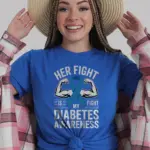 Royal Blue Front: Royal Blue shirt Her Fight Is My Fight design diabetes support shirt front view