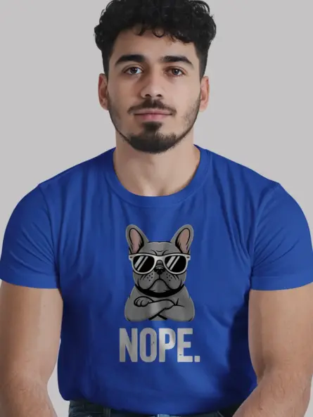 Navy Nope Frenchie Shirt funny French bulldog t-shirt front photo