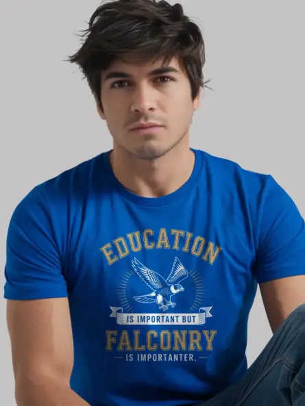 Funny Falconry T-Shirt – Education Is Importanter Graphic Tee - Image 12