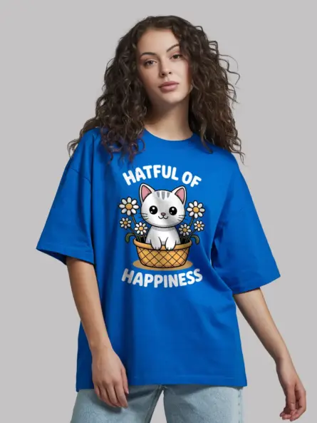 Cheerful Kawaii Cat T-Shirt – Hatful of Happiness Gift Tee - Image 12
