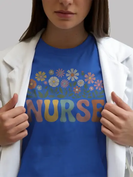 Royal Blue Front Whimsical Nurse Shirt