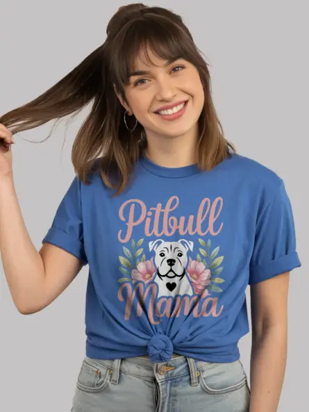 Adorable Pitbull Mama Shirt – Feminine Floral Dog Mom Gift Tee - Image 11