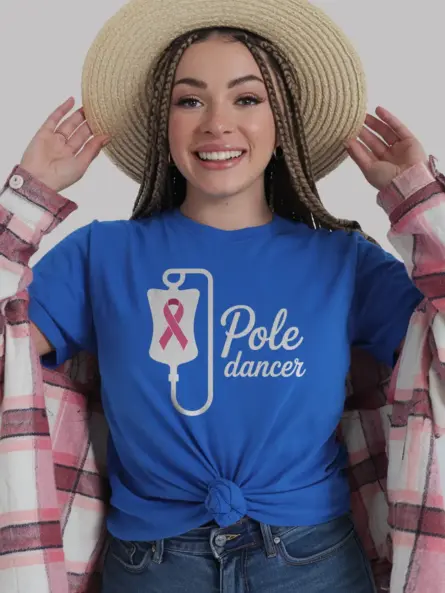 Pole Dancer Cancer Shirt – Funny IV Pink Ribbon Awareness Tee - Image 12