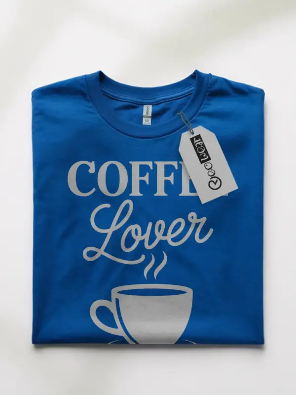Royal Blue affordable coffee lover tee with Better Coffee! LESS Bucks! graphic lifestyle image