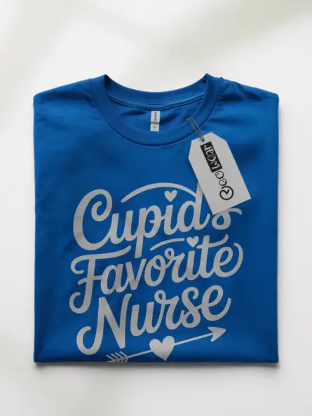 Royal Blue Front View Valentine Nurse Shirt with Hearts