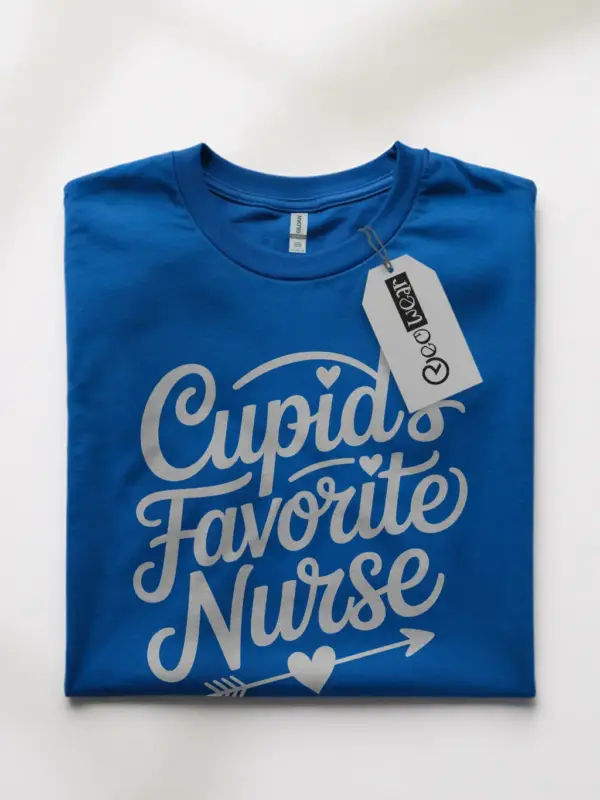 Royal Blue Front View Valentine Nurse Shirt with Hearts