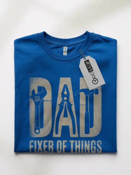 Royal Blue “Dad Fixer of Things” Funny Dad Fixer T-Shirt Front View